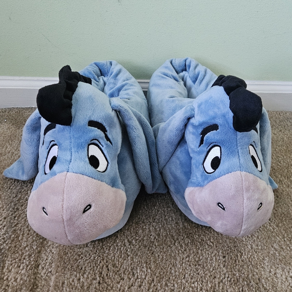 Blue Eeyore Plush Slippers